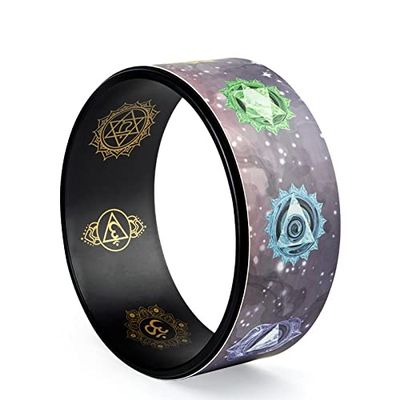 SHELLSK Sporting Goods PU Color Printing Yoga Wheel, Open Back, Rear gerster, Professional Beginner Stovepipe Yoga Ring, Pula Racing Auxiliary Tool for Indoor Fitness (Size : Star Chakra PU)