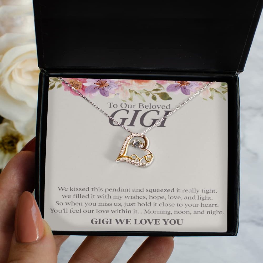 Love Dancing Necklace - Personalized Gigi Gift Heart Necklace - Gift for Gigi Grandma Heart Necklace Grandmother Heart Necklace Birthday Gift Mothers