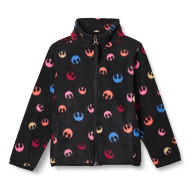 Amazon Essentials Disney | Marvel | Star Wars | Princess Toddler Girls' Polar Fleece Full-Zip Mock Jackets, Star Wars Multi Rebel, 2T