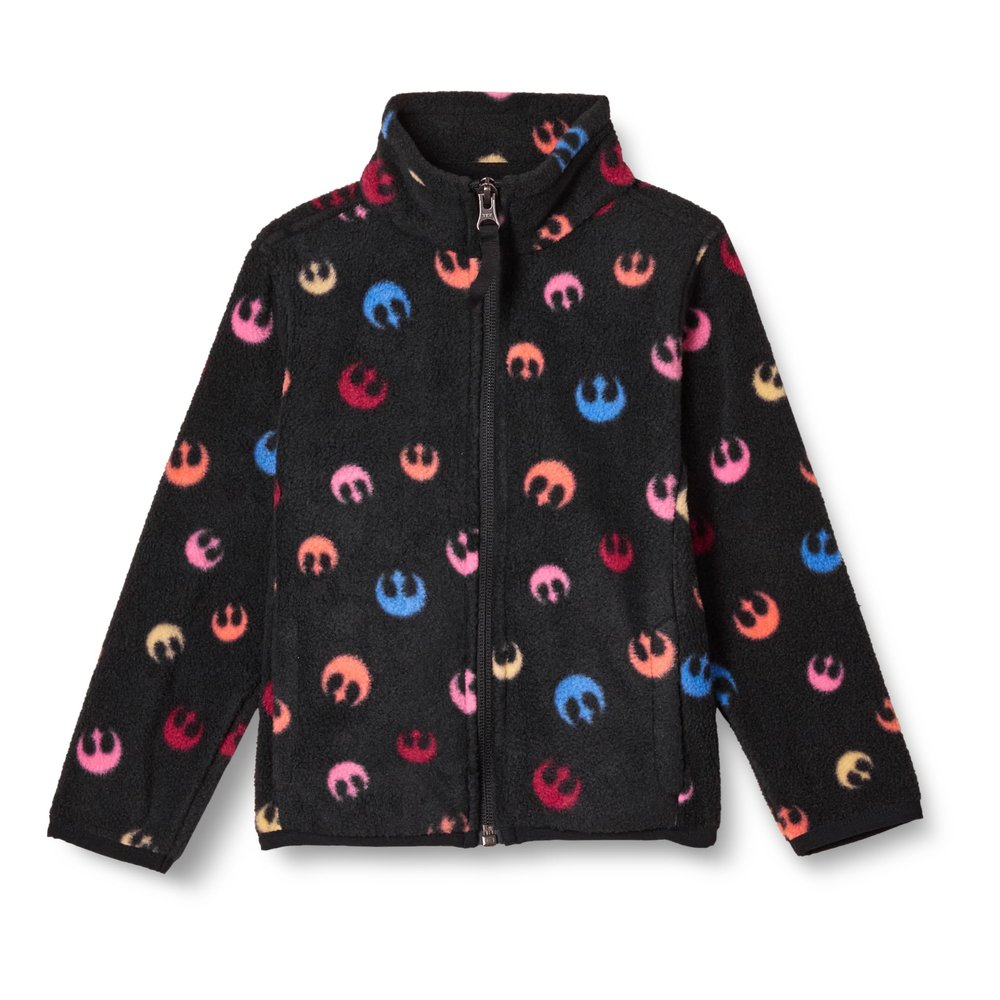 Amazon Essentials Disney | Marvel | Star Wars | Princess Toddler Girls' Polar Fleece Full-Zip Mock Jackets, Star Wars Multi Rebel, 2T