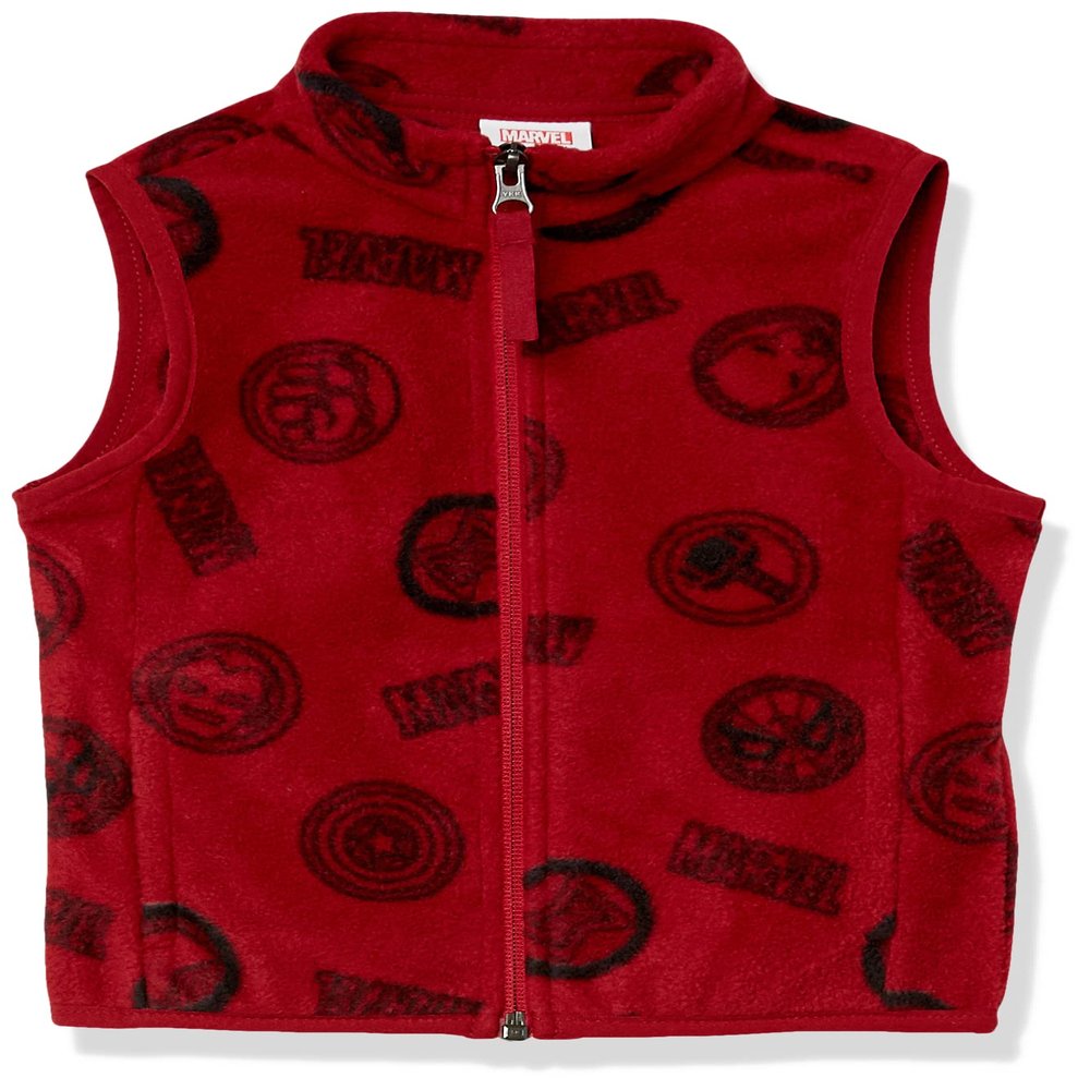 Amazon Essentials Disney | Marvel | Star Wars Toddler Boys' Polar Fleece Vests, Marvel Logo, 4T