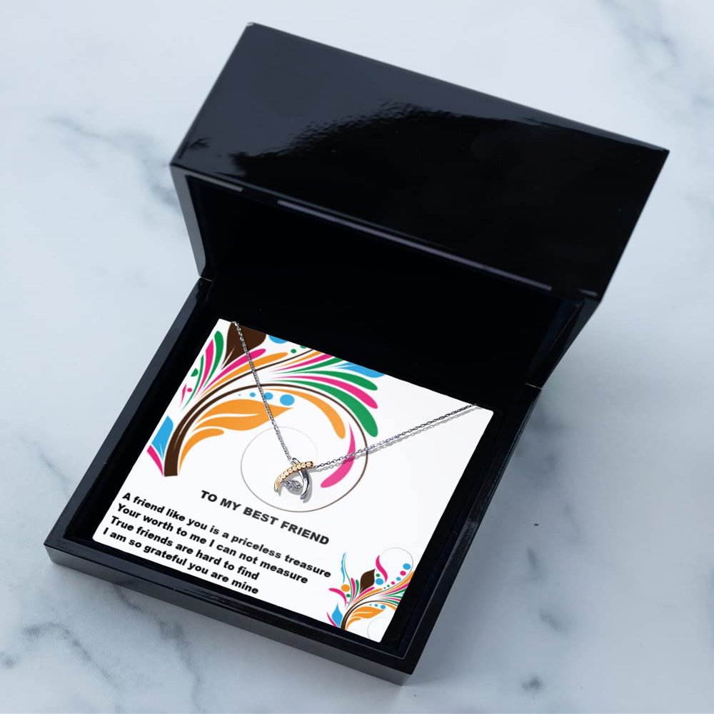 Wishbone Dancing Necklace Luxury Box - Gift for Best Friend, Jewelry, Bestie Gift, Galentine Day Gift, Wishbone Necklace, Message Car
