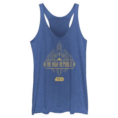 Star Wars Women's High Republic Badge Shirt Royal Blue Heather, Medium