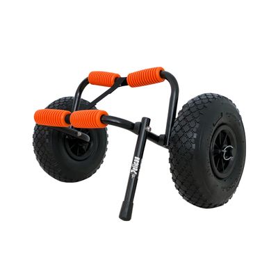 Pelican - Universal Canoe, Kayak & Stand Up Paddle SUP Cart Carrier - Fold Together Trolley with Wide Removable Inflatable Tires Black Medium