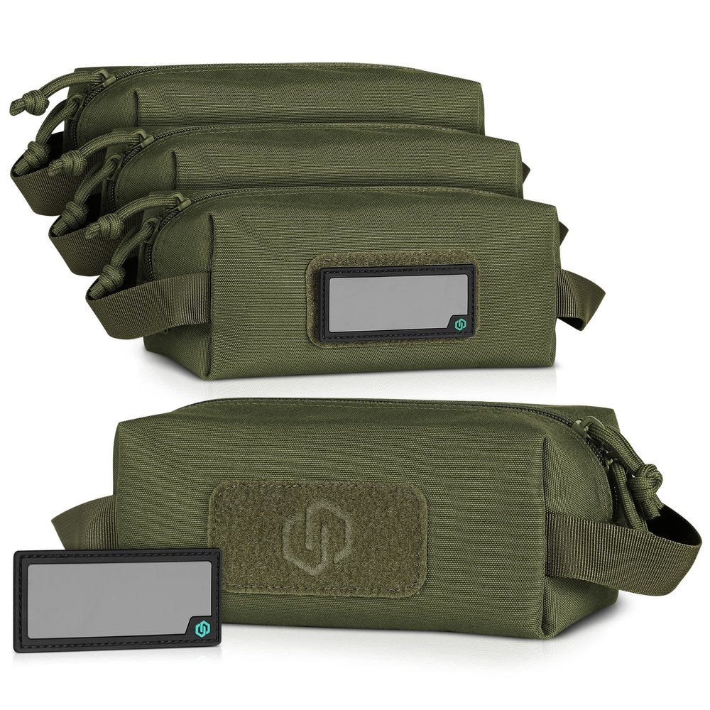 Savior Equipment Loose Sacs 4-Pack Tactical Ammo Pouch Firearm Ammunition Carrier Bag, ID Patches Included, Green