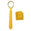 Spring Notion Boys' Linen Blend Zipper Necktie and Pocket Square Set, Mustard Large view 1