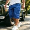 EKLENTSON Mens Capri Workwear Cargo Shorts Below Knee Shorts Blue 32 view 2