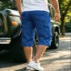 EKLENTSON Mens Capri Workwear Cargo Shorts Below Knee Shorts Blue 32 view 3