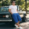 EKLENTSON Mens Capri Workwear Cargo Shorts Below Knee Shorts Blue 32 view 4