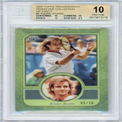 Andre Agassi 2020 Topps Transcendent Tennis VIP Card #6 05/20 BGS 10