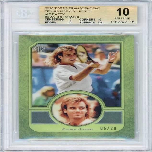 Andre Agassi 2020 Topps Transcendent Tennis VIP Card #6 05/20 BGS 10