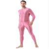 Freebily Men's One Piece Long Sleeves Slim Fitted Ankle Length Double-Ended Zipper Leotard Bodysuit Pink One Size view 4