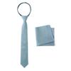 Spring Notion Boys' Linen Blend Zipper Necktie and Pocket Square Set, Steel Blue Medium view 1