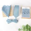 Spring Notion Boys' Linen Blend Zipper Necktie and Pocket Square Set, Steel Blue Medium view 4