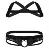 YONGHS Mens Half Body Chest Harness Jockstrap Nylon Lingerie Set with Metal O Ring Garters Underwear 2# Black Medium view 1