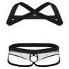 YONGHS Mens Half Body Chest Harness Jockstrap Nylon Lingerie Set with Metal O Ring Garters Underwear 2# Black Medium view 2