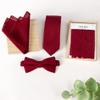 Spring Notion Boys' Linen Blend Zipper Necktie and Pocket Square Set, Burgundy Small view 4