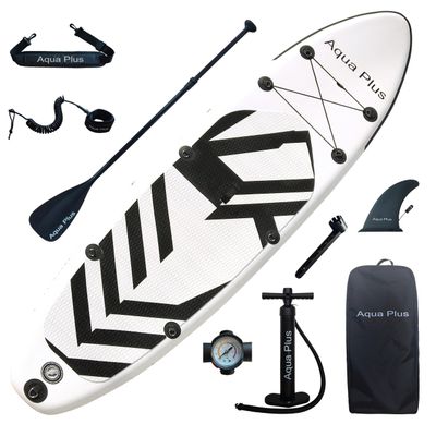 Aqua Plus 6inches Thick Inflatable SUP for All Skill Levels Stand Up Paddle Board,Paddle,Pump,ISUP Travel Backpack, Leash,Shoulder Strap,Youth,Adult Inflatable Paddle Board