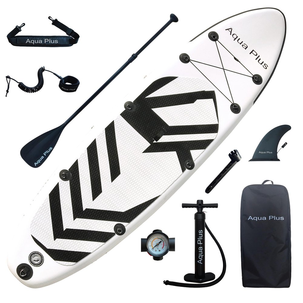 Aqua Plus 6inches Thick Inflatable SUP for All Skill Levels Stand Up Paddle Board,Paddle,Pump,ISUP Travel Backpack, Leash,Shoulder Strap,Youth,Adult Inflatable Paddle Board
