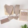 Spring Notion Boys' Linen Blend Zipper Necktie and Pocket Square Set, Tan Large view 4