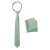 Spring Notion Boys' Linen Blend Zipper Necktie and Pocket Square Set, Sage Medium view 1