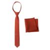 Spring Notion Boys' Linen Blend Zipper Necktie and Pocket Square Set, Rust Large view 1