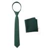 Spring Notion Boys' Linen Blend Zipper Necktie and Pocket Square Set, Forest Green Small view 1