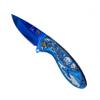Falcon 8" American Eagle Frost Woods Mountains Engraved Stainless Steel Folding Pocket Knife With Pocket Clip (Blue) view 2