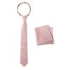Spring Notion Boys' Linen Blend Zipper Necktie and Pocket Square Set, Rose Small view 1