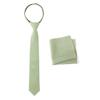 Spring Notion Boys' Linen Blend Zipper Necktie and Pocket Square Set, Green Tea Large view 1
