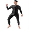 Moily Mens Glossy Bodysuit Long Sleeve Zipper Full Body Jumpsuit Nylon Stretch Tight Pantyhoses Black One Size view 3
