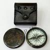 Nautical Antique Brass Flat Poem Compass with Leather Case Compass Black Finish view 1
