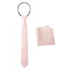 Spring Notion Boys' Linen Blend Zipper Necktie and Pocket Square Set, Blush Pink Large view 1