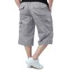 EKLENTSON Men's Long Shorts Elastic Waist Work Cargo Shorts Men Outwear Camping Fishing Hiking Shorts for Men, Light Gray, 32 view 4