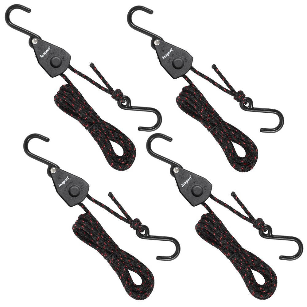 Ayaport Kayak Rope Tie Down Ratchet Straps Bow and Stern Ratcheting Tie Downs Rope Hanger Kayak and Canoe Accessories