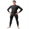iiniim Men's Oil Shiny One Piece Two Way Zipper Jumpsuit Unitard Zentai Suit Workout Shapewear Type A Black Large