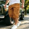 EKLENTSON Mens Capri Workwear Cargo Shorts Below Knee Shorts Yellow 40 view 2