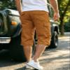 EKLENTSON Mens Capri Workwear Cargo Shorts Below Knee Shorts Yellow 40 view 3
