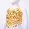 Aislor Girls Belly Dance Performance Jazz Ballet Dance Top Kids Sequins Halter Neck Athletic Shirts Bra Top Dancewear Yellow One Size view 2