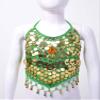 Aislor Girls Belly Dance Performance Jazz Ballet Dance Top Kids Sequins Halter Neck Athletic Shirts Bra Top Dancewear Green One Size view 3