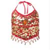 Aislor Girls Belly Dance Performance Jazz Ballet Dance Top Kids Sequins Halter Neck Athletic Shirts Bra Top Dancewear Red One Size view 1