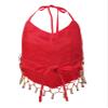 Aislor Girls Belly Dance Performance Jazz Ballet Dance Top Kids Sequins Halter Neck Athletic Shirts Bra Top Dancewear Red One Size view 2