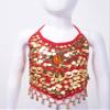Aislor Girls Belly Dance Performance Jazz Ballet Dance Top Kids Sequins Halter Neck Athletic Shirts Bra Top Dancewear Red One Size view 3