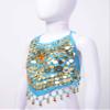 Aislor Girls Belly Dance Performance Jazz Ballet Dance Top Kids Sequins Halter Neck Athletic Shirts Bra Top Dancewear Blue One Size view 4