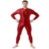 Jugaoge Men Sexy Full Body Bodysuit High Elasitc Clubwear Oil Gloosy Sexy Tight Shaping Jumpsuit Red One Size view 1