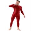 Jugaoge Men Sexy Full Body Bodysuit High Elasitc Clubwear Oil Gloosy Sexy Tight Shaping Jumpsuit Red One Size view 3