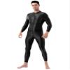 Agoky Men's Stretchy One Piece Long Sleeve Jumpsuit High Neck Oil Glossy Bodysuit Leotard Black One Size