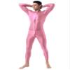 Jugaoge Men Sexy Full Body Bodysuit High Elasitc Clubwear Oil Gloosy Sexy Tight Shaping Jumpsuit Pink One Size view 4