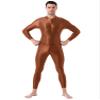 Jugaoge Men Sexy Full Body Bodysuit High Elasitc Clubwear Oil Gloosy Sexy Tight Shaping Jumpsuit Coffee One Size view 1