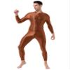 Jugaoge Men Sexy Full Body Bodysuit High Elasitc Clubwear Oil Gloosy Sexy Tight Shaping Jumpsuit Coffee One Size view 2